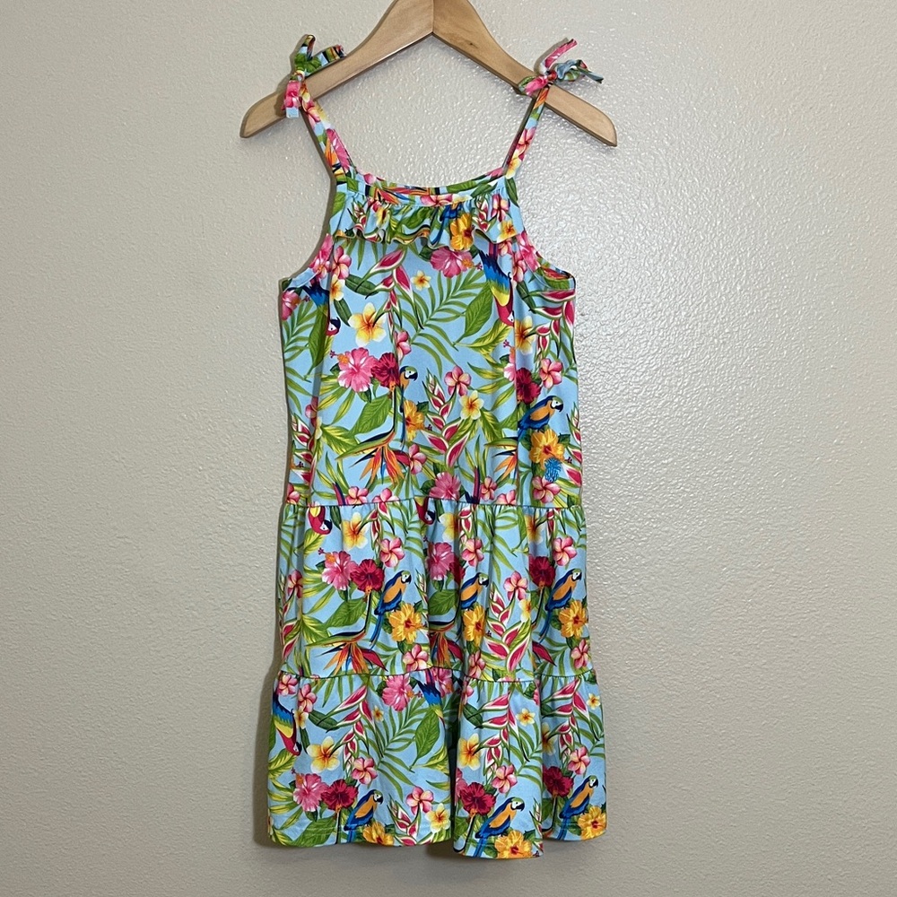 Tommy Bahama Blue Floral Tropical Ruffle Tie Front Sundress
